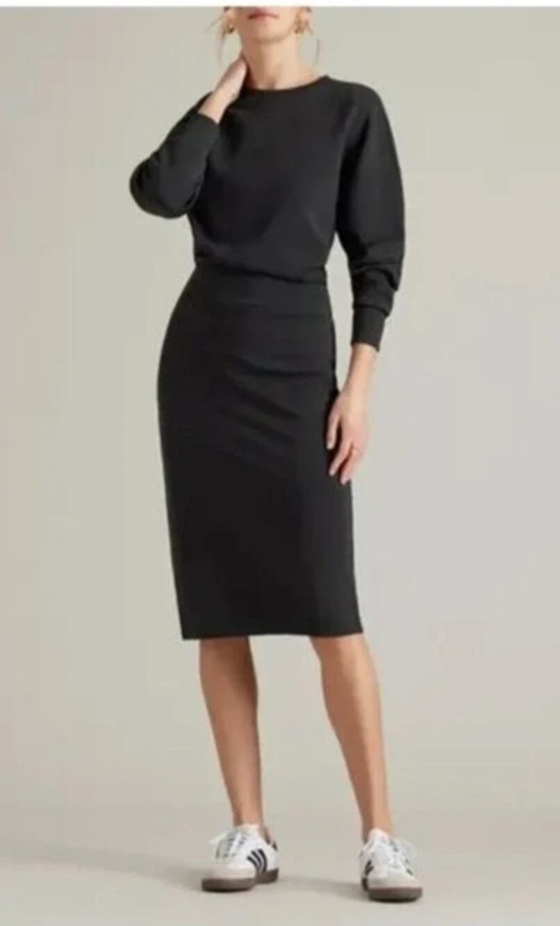 Rhone Dreamglow Long Sleeve Sweatshirt Dress Black Womens Athletic XS